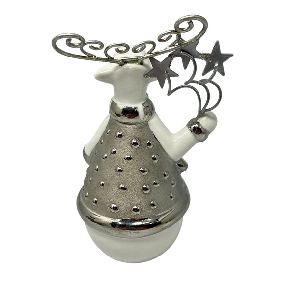 Pier 1 Moose Ornament Silver White Porcelain Holiday Decor Collectible 4.5 In - Picture 5 of 8